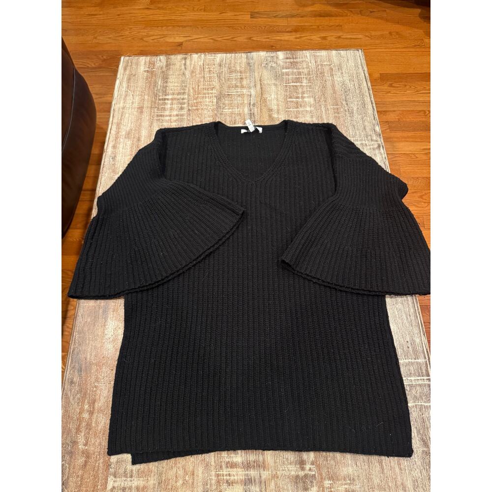 Derek Lam 10 Crosby Black Ribbed Bell Sleeve Sweater M